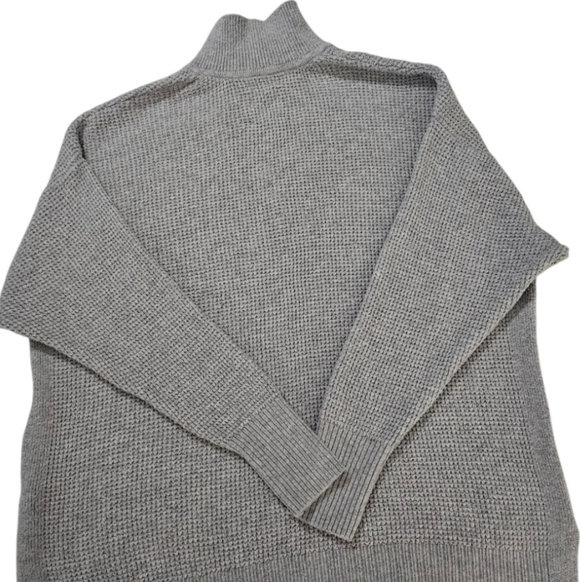 Aerie Gray Cozy Up Waffle Knit Polo Pullover Super Soft Sweater - Picture 6 of 13